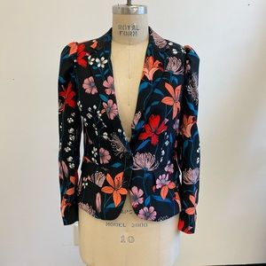 Black Floral Printed Lightweight Blazer